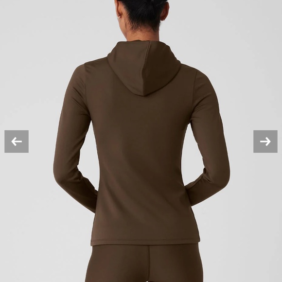 %.  NWT - ALO Airlift Winter Warm Hooded Runner - M Espresso - Picture 2 of 4